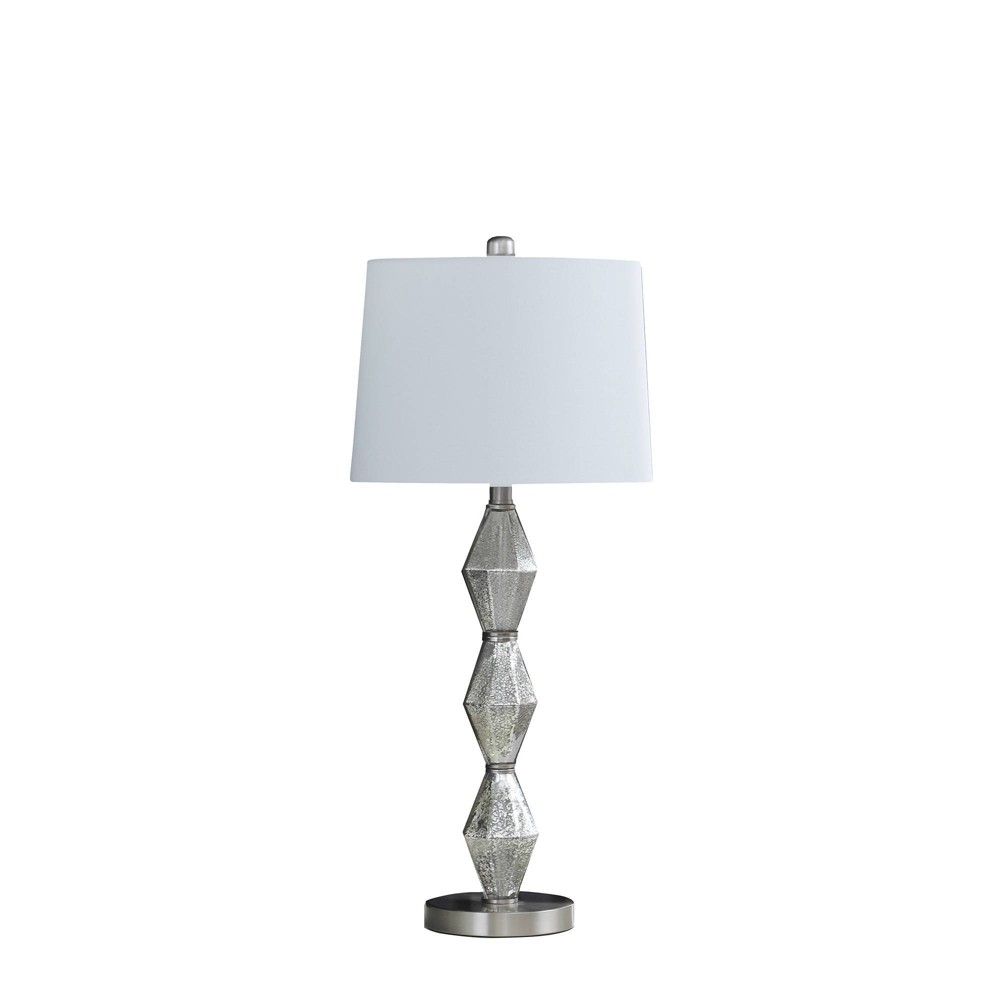 Photos - Floodlight / Street Light 29.5" Emil Modern Geometric Glass Table Lamp Brushed Silver - Ore Internat