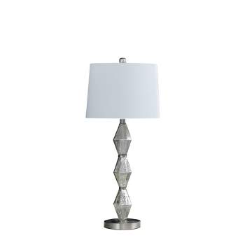 29.5" Emil Modern Geometric Glass Table Lamp Brushed Silver - Ore International