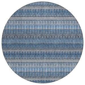 Denim Blue And Ivory Striped Washable Indoor Outdoor Area Rug - 1 of 4