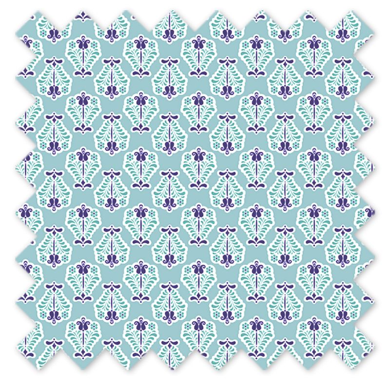 Bacati - Isabella Lilac/Aqua/Purple Floret Cotton Printed Single Window Curtain Panel, 4 of 5