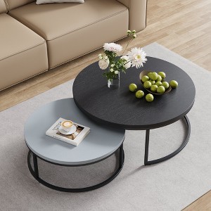 Round Wood Top Nesting Coffee Table - 1 of 4