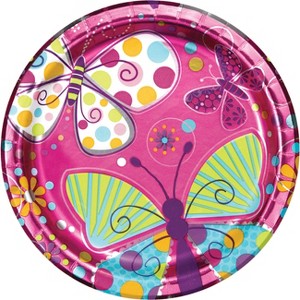24ct Foil Butterfly Paper Plates Pink