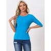 INSPIRE CHIC Women's Classic Solid Elbow Sleeves Round Neck Slim Fit T-Shirts - 3 of 4