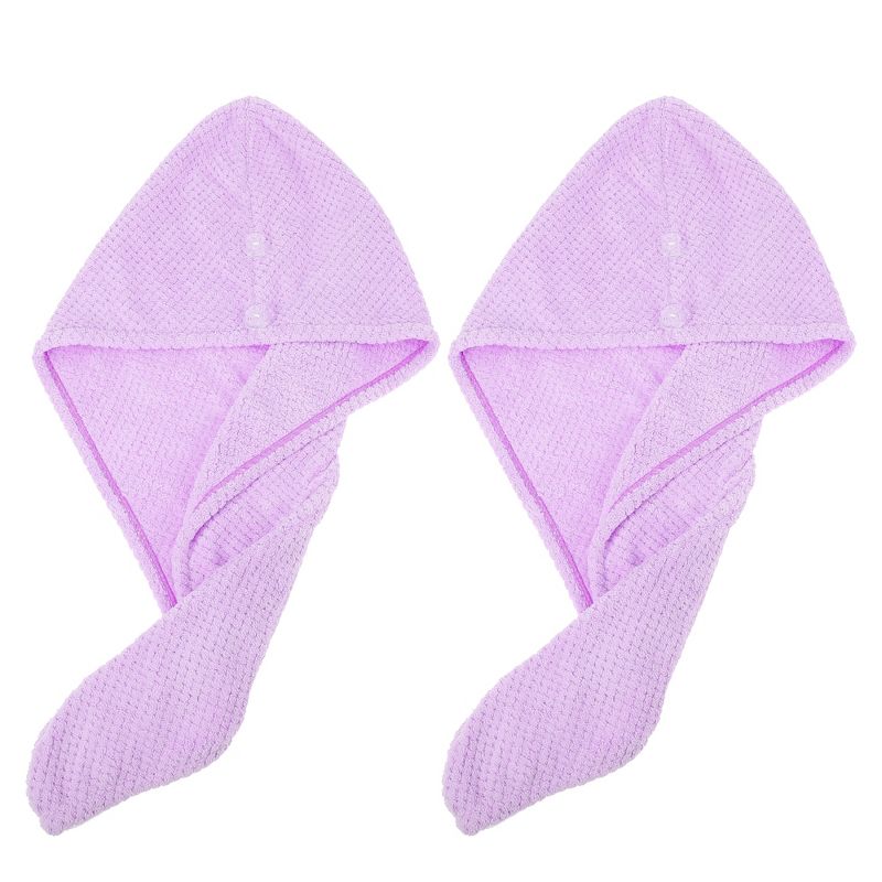 Unique Bargains Soft Hair Towel Wrap Drying Cap Coral Fleece for Wet Long Thick Curly Hair 9.84x27.56 Inch 2 Pcs, 1 of 7
