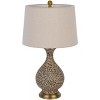 Cal Lighting Orivesi 150W 3 Way Ceramic Table lamp with Metal Base and Taper Drum Fabric Shade. Price and Sold as Pairs - 2 of 4