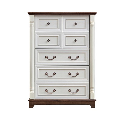 7-Drawer Wooden Dresser Chest with Base Rustic Storage Cabinet for Bedroom Living Room Organizer
