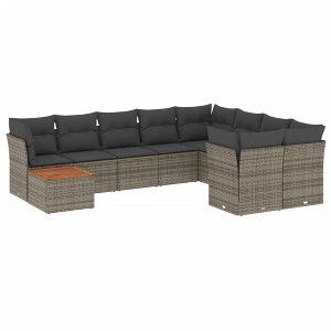 vidaXL Garden Sofa Set Grey PE rattan Modular, suitable for larger spaces - 1 of 4