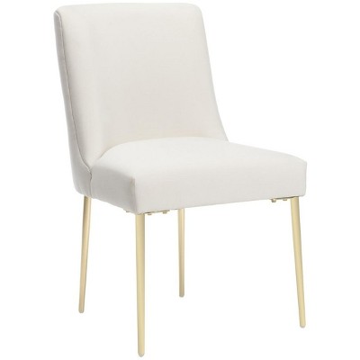 Luxe Off-White Velvet Upholstered Side Chair with Gold Legs
