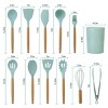 11Pcs Silicone Cooking Utensil Set Heat Resist Wooden Handle Silicone Spatula Turner Ladle Spaghetti Server Tongs - 2 of 4