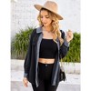 Womens Velvet Long Sleeve Button Down Shirts Casual Blazer Jacket Oversized Blouses Tops - 3 of 4