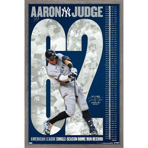 Trends International MLB New York Yankees - Aaron Judge 2022 Al Single-Season Home Run Record Framed Wall Poster Prints Barnwood Framed Version