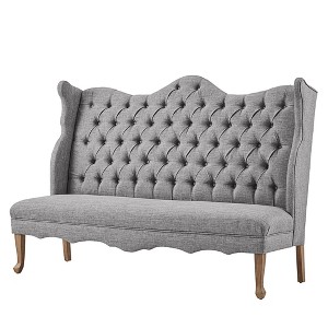 Highland Park Button Tufted Bench with Curved Back Smoke - Inspire Q, Grey