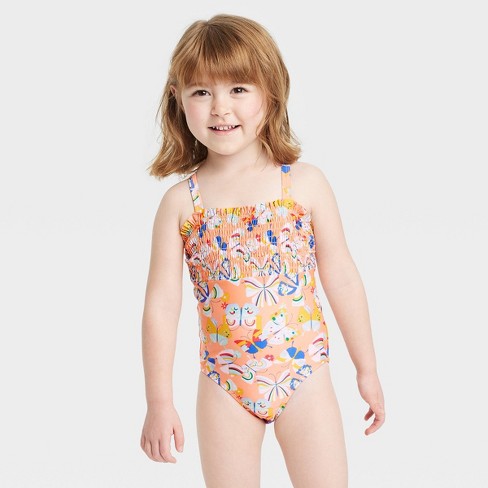 Toddler Girls' Butterfly One Piece Swimsuit - Cat u0026 Jack™ Orange : Target