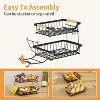 Detachable metal storage basket with wooden handle and hook,suitable for kitchen vegetables,fruits,seasonings,etc - 4 of 4