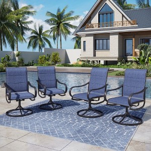 Captiva Designs Outdoor PatioDining Steel Swivel Chairs with Padded Textilene - 1 of 4