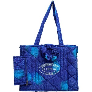 LA LEELA Women's Summer Water Resistant Pool Tote Bag with Matching Beachwear Holiday Sarong Wrap One Size Camouflage Dark Blue - 1 of 4