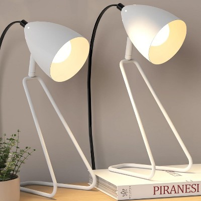 ROTTOGOON 12.52" Table Lamps Modern 350° Rotatable Small Desk Lamp Reading Bedside 2 Bulbs Included White 2-Pack