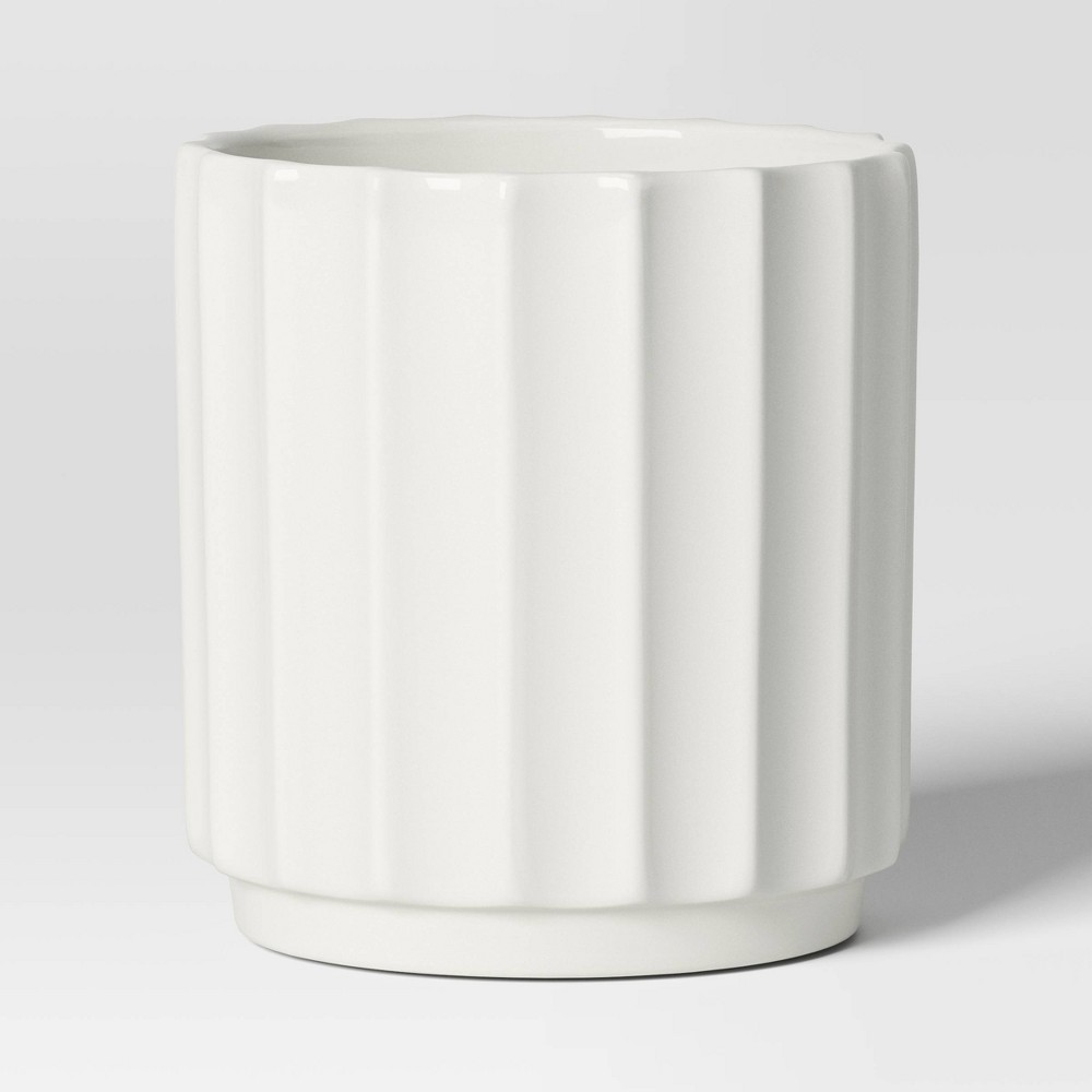 Geared Terracotta Indoor Outdoor Planter Pot White 8.11"x8.11" - Threshold