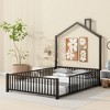 Whisen Metal House Platform Bed with Guardrail and Chimney - 3 of 4