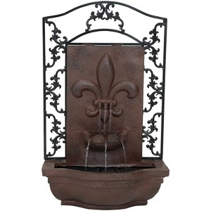 Sunnydaze French Lily Solar Outdoor Wall Fountain with Battery Pack - 33-Inch - 1 of 4
