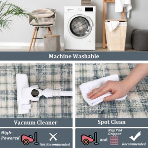 Washable Modern Tartan Plaid for Kitchen & Bedroom, Non Slip, Stain Resistant Throw Rug, 2'x6', Beige - 1 of 4