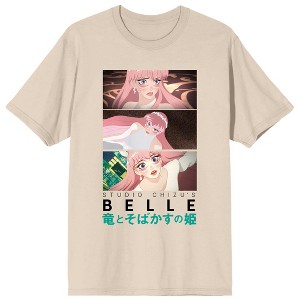 Studio Chizu's Belle Character Panels Crew Neck Short Sleeve Natural Women's T-shirt - 1 of 3