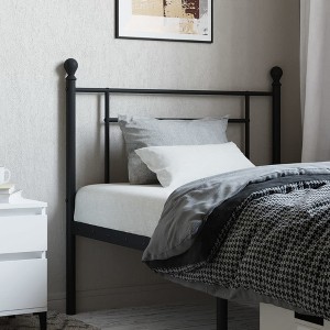 vidaXL Metal Headboard for Bed - Black Powder-Coated Steel Bed Header for Back Support, 41.3"x1.2"x38.2" - Fits 39.4" Mattress - 1 of 4
