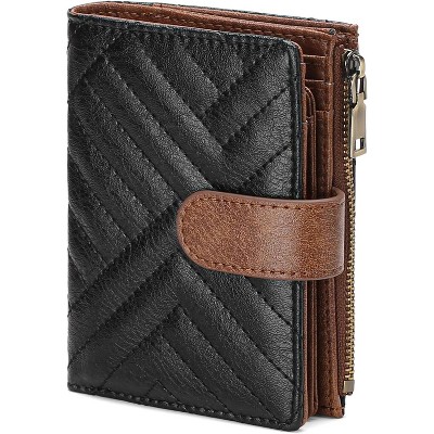 BEAFUP Small Wallets for Women,Leather RFID Blocking,Bifold Zipper Pocket Wallet,Card Case Purse with ID Window,Applies to Gift