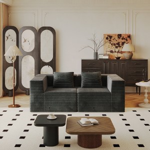 Corduroy Modular L-Shape Deep-Seat Boneless Sectional Sofa with High-Density Memory Foam and Easy Assembly - 1 of 4