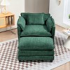 Boucle Accent Chair with Ottoman, Modern Plush Armchair with Storage Pocket & Removable Cushions, 55'' Wide for Living Room-3irtyhousy - 3 of 4