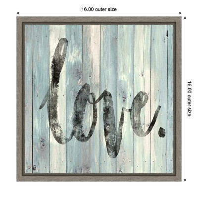Love Quote Motivational Canvas Wall Art in Grey Frame