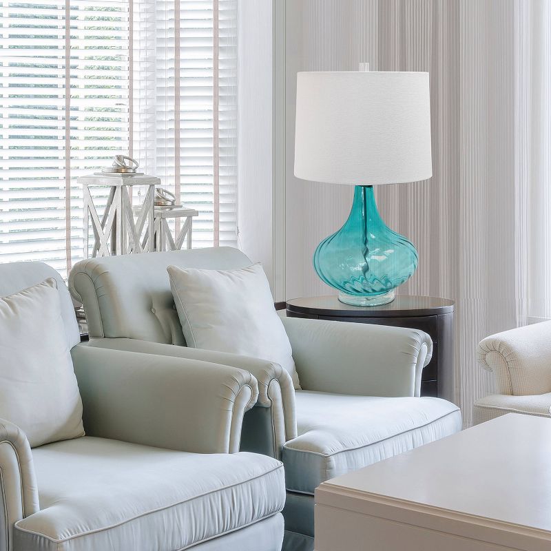 Glass Table Lamp with Fabric Shade Blue - Elegant Designs, 3 of 4