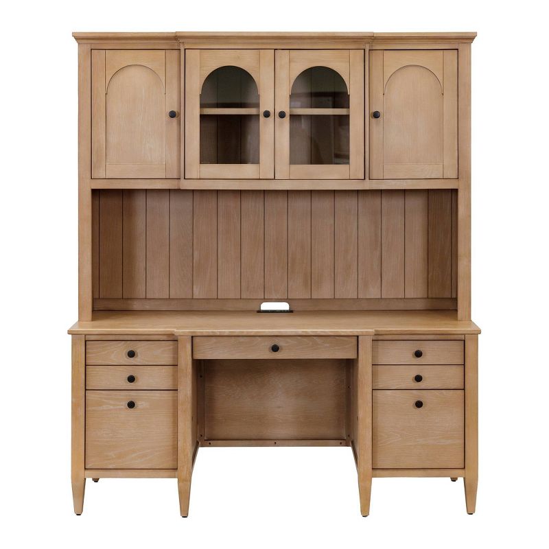 Modern Wood Hutch With Doors, Storage Hutch, Laurel Collection Light Brown - Martin Furniture, 1 of 15