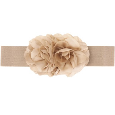 Elerevyo Women's Big Double-Flower Stretchy Elastic Wide Chunky Dress Waistband Belts