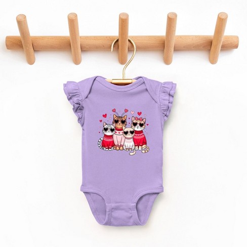 The Juniper Shop Valentine Kittens Baby Flutter Sleeve Bodysuit - image 1 of 3