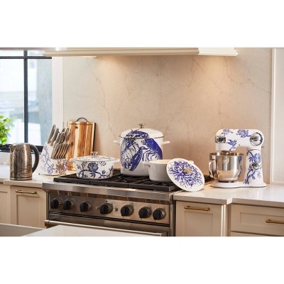 Blue Coastal Enamel Steel Stockpot with Lobster Print, 16 Qt.