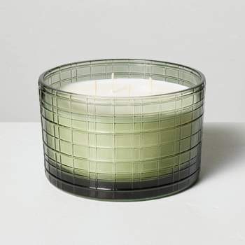 Textured Glass Fireside Spruce 4-Wick Jar Christmas Candle Green 24oz - Hearth & Hand™ with Magnolia