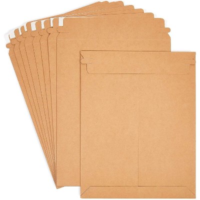 Juvale 100-Pack Brown Rigid Mailing Envelopes Document Stay Flat Mailers Self Seal Flap, 9 x 11.5 in