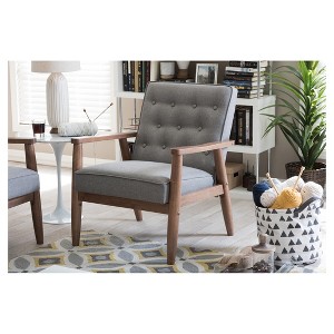 Sorrento Mid - Century Retro Modern Faux Leather Upholstered Wooden Lounge Chair - Baxton Studio - 1 of 4