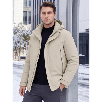 INSPIRE CHIC Men's Winter Full-Zip Hooded Thicken Warmth Quilted Coat X-Large Beige — фото 2
