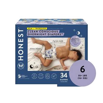 The Honest Company Clean Conscious Disposable Overnight Diapers Cozy Cloud + Star Signs  - (Select Size and Pattern)