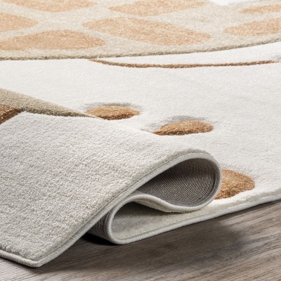Ivory Rectangular 4' x 6' Kids Synthetic Area Rug