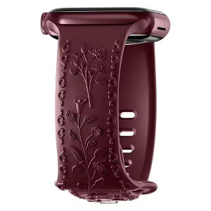 HTUTWOO Flower Engraved Apple Watch Band, Embossed Raised Rose Silicone Strap 38/40/41/42/44/45/46/49mm for iWatch Series 11 10 9 8 7 6 5 4 SE Ultra - 1 of 4