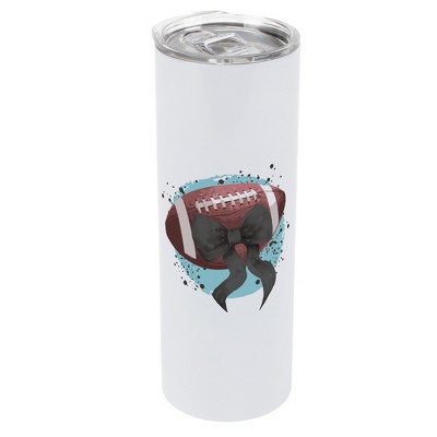 Elanze Designs 20 Ounce Stainless Steel On the Go Travel Tumbler With Push Top Lid, Football Paint Splatter