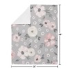 Sweet Jojo Designs Girl Baby Security Blanket Watercolor Floral Grey and Pink - image 3 of 4