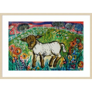 41" x 30" Lamb by Brenda Brin Booker Wood Framed Wall Art Print - Amanti Art: Modern Lithograph, Acrylic, Hardwood Frame - 1 of 4