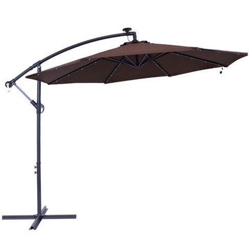 Steel Offset Cantilever Solar Patio Umbrella 10 Brown Sunnydaze Decor Target