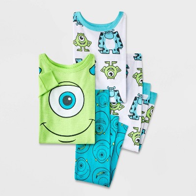 Image of Toddler Boys' 4pc Snug Fit Monsters Inc. Cotton Pajama Set - Green 5T