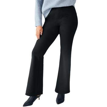ellos Women's Plus Size Knit Bootcut Pants With Pockets