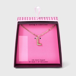 14K Gold Dipped Twisted Bubble Initial Necklace - A New Day™ Gold - 1 of 4